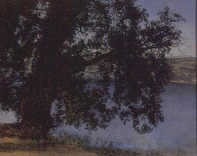 1846 से पहले Castel Gandolfo के पास पानी के ऊपर छाया में पेड़ (कागज पर तेल) द्वारा अलेक्सांद्रिविच इवानोव