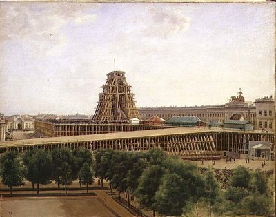 पैलेस स्क्वायर में अलेक्जेंडर कॉलम को ऊपर उठाना द्वारा अलेक्जेंडर गवरिलोविच डेनिसोव