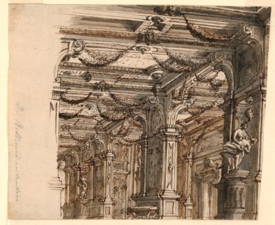 स्टेज डिज़ाइन: महल का आंतरिक भाग द्वारा एलेसेंड्रो गैली बिबिएना, 1686-1748