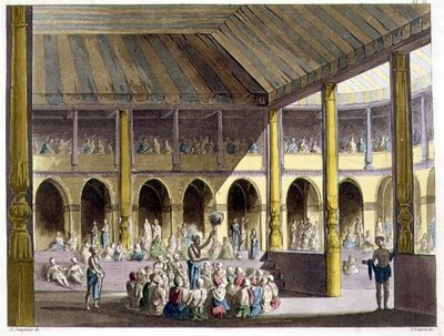 गिउलिओ फेरारियो (1767-1847) पब द्वारा संकलित 'प्राचीन और आधुनिक पोशाक ...' से ब्राह्मण भगवान राम की स्तुति गा रहे हैं। रोम द्वारा एलेसेंड्रो सैनकिरिको