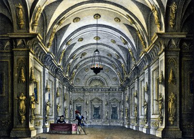 गेटानो डोनिज़ेट्टी (1797-1848) द्वारा ओपेरा "अन्ना बोलेना" के लिए सैनक्विरिको की दृश्यता मिलान में टीट्रो कारकैनो में प्रस्तुत की गई द्वारा एलेसेंड्रो सैनकिरिको