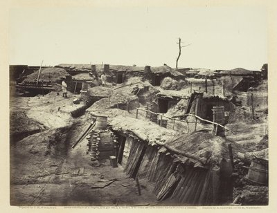 फोर्ट सेडगविक में पुरुषों के क्वार्टर, मई 1865। द्वारा अलेक्जेंडर गार्डनर