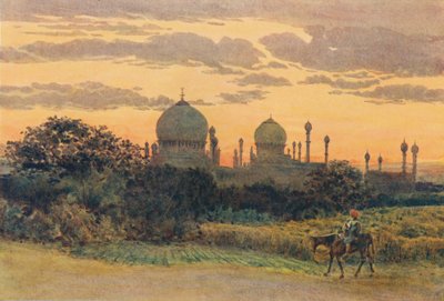 इब्राहिम रोजा के पीछे सूर्यास्त, बीजापुर, c1880 1905। द्वारा अलेक्जेंडर हेनरी हल्लम मरे