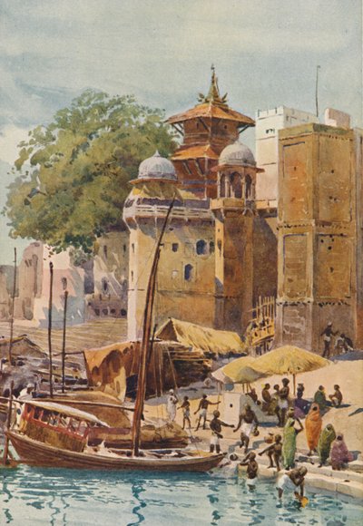 स्नान घाट, बनारस, c1880 1905। द्वारा अलेक्जेंडर हेनरी हल्लम मरे
