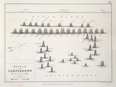 कैम्परडाउन की लड़ाई की योजना, 11 अक्टूबर 1797, c.1830s द्वारा अलेक्जेंडर कीथ जॉनसन