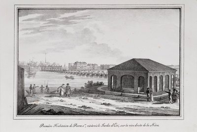 1820 के दशक में सेंट पीटर्सबर्ग का पीटर द ग्रेट सीरीज व्यूज़ का केबिन द्वारा अलेक्जेंडर प्लुचर