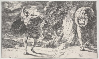 फिंगल एनकाउंटर कार्बन कारग्लास, पहला मुद्रित c.1773 (नक़्क़ाशी) द्वारा अलेक्जेंडर रनसीमन
