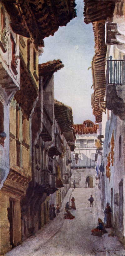 फुएंताराबिया में एक सड़क (रंगीन लिथो) द्वारा अलेक्जेंडर वालेस रिमिंगटन