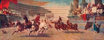 रोमन रथ रेस, c1882। द्वारा अलेक्जेंडर वॉन वैगनर