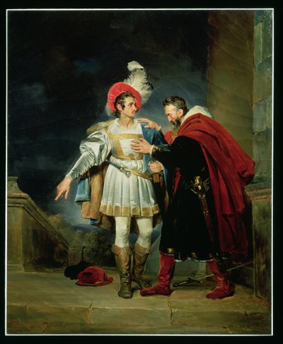 रोड्रिगो डी विवर, एल सीआईडी (c.1043-99) और उनके पिता, डॉन डिएगो, c.1827 द्वारा अलेक्जेंड्रे एवरिस्टे फ्रैगोनार्ड