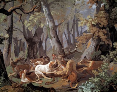 अलेक्जेंड्रे-फ्रेंकोइस डेस्पोर्ट्स (1661-1743) द्वारा पेंटिंग के बाद स्टैग हंटिंग डसी वॉलपेपर। 1851. पेरिस, सजावटी कला द्वारा एलेक्जेंडर फ्रेंकोइस डेस्पोर्ट्स