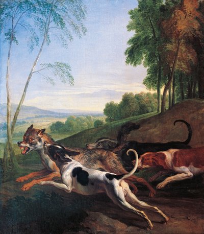 वुल्फ शिकार, अलेक्जेंड्रे-फ्रेंकोइस डेस्पोर्ट्स (1661-1743), फ्रांस द्वारा पेंटिंग द्वारा एलेक्जेंडर फ्रेंकोइस डेस्पोर्ट्स