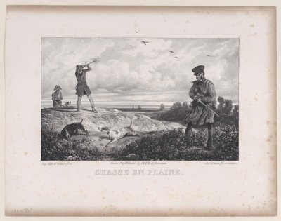 हंटिंग इन द फील्ड, हंटिंग सीन्स की श्रृंखला से, 1829। द्वारा अलेक्जेंड्रे गेब्रियल डिकैम्प्स
