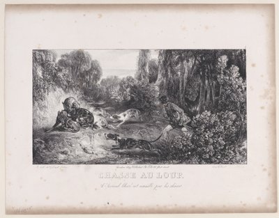 वुल्फ हंट: कुत्तों द्वारा हमला किया गया घायल जानवर, शिकार के दृश्यों की श्रृंखला से, 1829। द्वारा अलेक्जेंड्रे गेब्रियल डिकैम्प्स