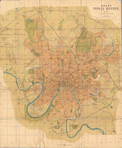 मास्को की योजना, 1916। द्वारा एलेक्सी अलेक्सेविच इलिन