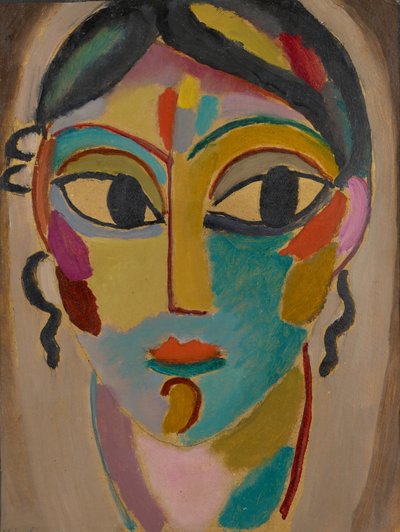 रहस्यमय सिर: एक लड़की का सिर, 1918 (कार्डबोर्ड पर तेल) द्वारा Alexej von Jawlensky