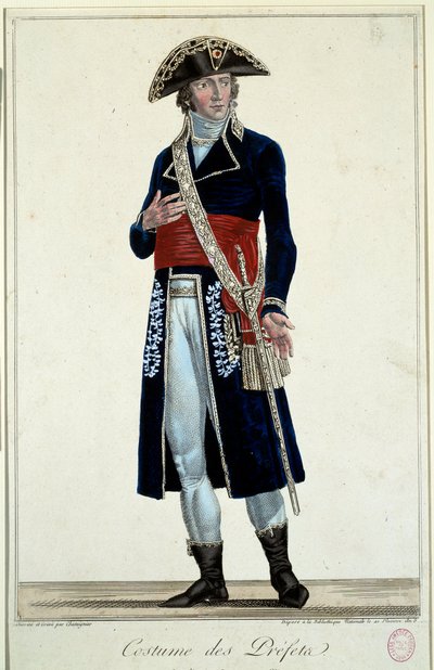 नीले रंग के सूट में प्रीफ़ेट। एलेक्सिस चैटैनियर द्वारा उत्कीर्णन (1772-1817) द्वारा एलेक्सिस चट्टानीगर