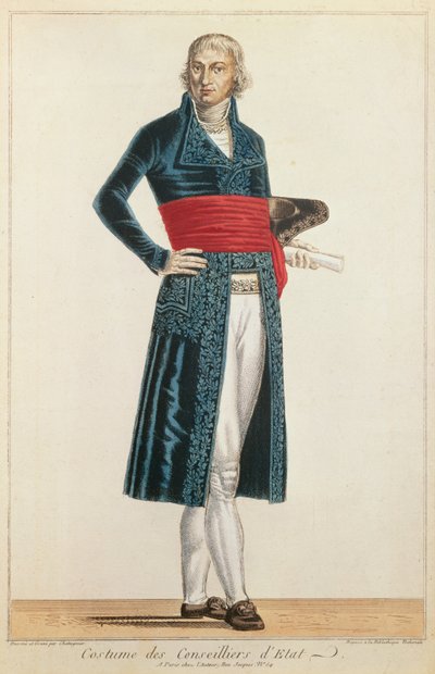 राज्य के पार्षद की वर्दी, c.1804-10 (रंग उत्कीर्णन) द्वारा एलेक्सिस चट्टानीगर