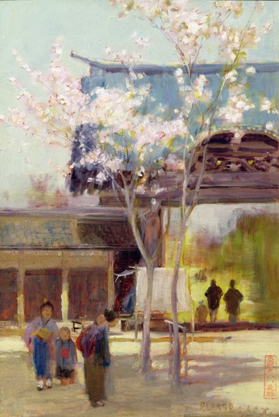 सैमन में चेरी के पेड़, c.1889 (पैनल पर तेल) द्वारा अल्फ्रेड पूर्व