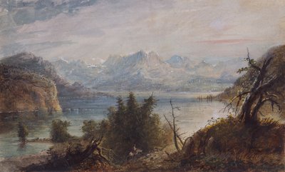 झील, पहाड़ों की पवन नदी श्रृंखला, c.1837 (कागज पर जल रंग) द्वारा अल्फ्रेड जैकब मिलर