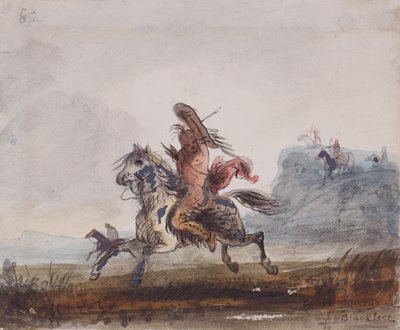 ब्लैकफीट द्वारा पीछा किया गया सांप, c.1837 (कागज पर जल रंग) द्वारा अल्फ्रेड जैकब मिलर