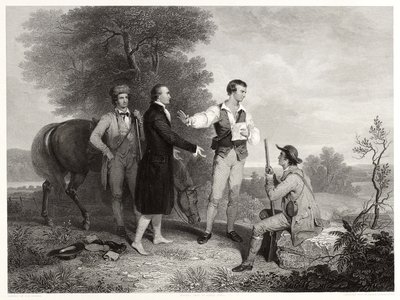 अशर बी। डूरंड के बाद मेजर आंद्रे का कब्जा, c.1846 (उत्कीर्णन) द्वारा अल्फ्रेड जोन्स