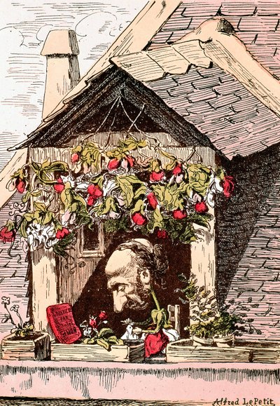 लेखक जूल्स साइमन (1814-1896) का कार्टून, "ल'उवरिएरे" के लेखक (कार्यकर्ता) द्वारा अल्फ्रेड ले पेटिट