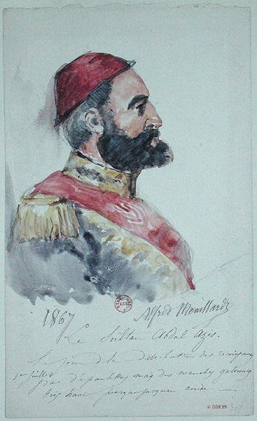 सुल्तान अब्द अल-अज़ीज़ (1830-76) 1867 (कागज पर जल रंग) द्वारा अल्फ्रेड मौइलार्ड