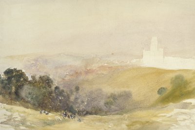 रेड हिल्स से डरहम, 1880-86 (ग्रेफाइट से अधिक पानी, कागज पर) द्वारा अल्फ्रेड विलियम हंट