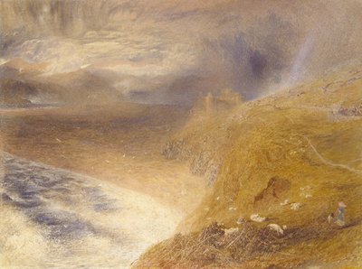 हर्लेच कैसल, 1857 (कागज पर पानी का रंग) द्वारा Alfred William Hunt