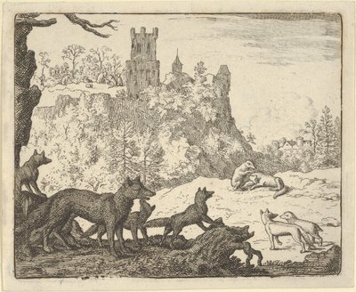रेनार्ड बेजर के साथ निकलता है, 1650-75। द्वारा एलर्ट वैन एवरडिंगन
