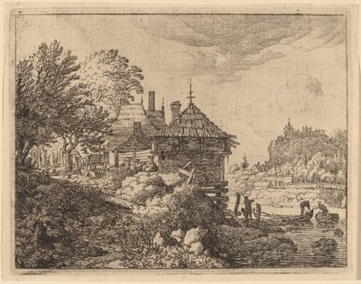 एक झोपड़ी के पास दो नावें, शायद c. 16451656. द्वारा एलर्ट वैन एवरडिंगन