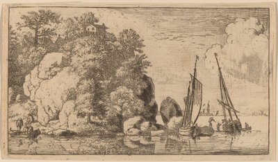 एक चौड़ी नदी पर दो नावें, शायद c. 16451656. द्वारा एलर्ट वैन एवरडिंगन