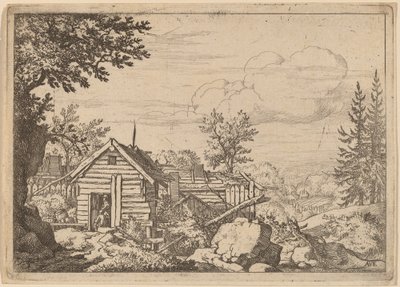 एक झोपड़ी के द्वार में दो आदमी, शायद c. 16451656. द्वारा एलर्ट वैन एवरडिंगन