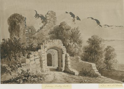 डडली कैसल - द गेटवे: रेड-सेपिया वॉश ड्राइंग, 8 जून 1843 द्वारा एलेन एडवर्ड एवरिट