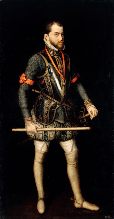 "" फिलिप II (1527-1598), स्पेन के राजा का पोर्ट्रेट "" (फिलिप II (1527-1598), स्पेन और पुर्तगाल के राजा का पोर्ट्रेट) अलोंसो सांचेज़ कोएलो द्वारा पेंटिंग (1531-1588) कैनवास पर तेल मंद 187x100 सेमी स्टैट्लिच मुसीन, बर्लिन द्वारा अलोंसो सांचेज़ कोएलो