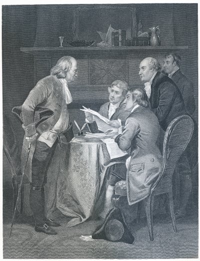 1776, 1859 में स्वतंत्रता की घोषणा का प्रारूपण द्वारा अलोंजो चैपल