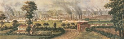लीड्स फ्रॉम रोप हिल, c.1840 (कलर लिथो) द्वारा अल्फोंस डूसो