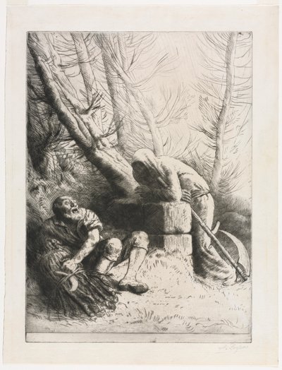 डेथ एंड वुडकट्टर, 1881। द्वारा अल्फोंस लेग्रोस