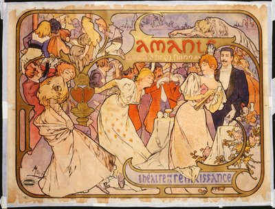 प्रेमी, 1895 द्वारा Alphonse Mucha