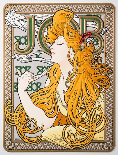 टिशू पेपर जॉब, 1897 के लिए विज्ञापन पोस्टर। द्वारा Alphonse Mucha