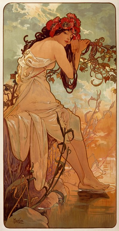 ग्रीष्म, 1896। द्वारा Alphonse Mucha