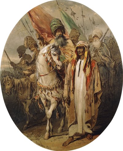 अरब वारियर्स एडवांसिंग, 1855 द्वारा अमादेओ प्रीज़ियोसिक