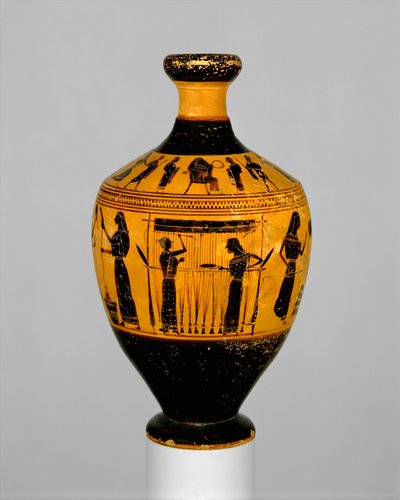 लेकेथोस, c.550-530 ईसा पूर्व (टेराकोटा) द्वारा Amasis Painter