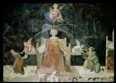 सुशासन का रूपक, न्याय का विस्तार, बुद्धि से प्रेरित, 1338-40 द्वारा Ambrogio Lorenzetti