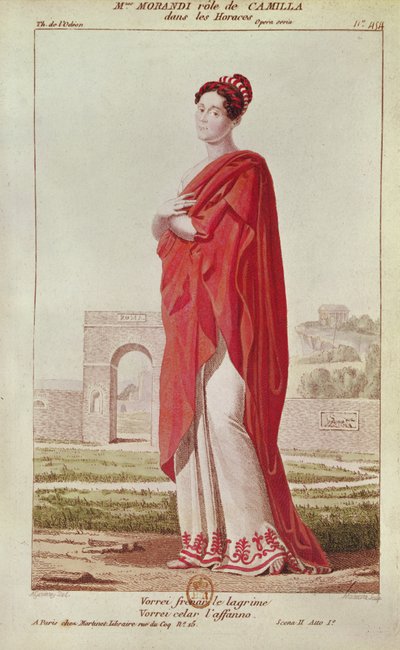 पियरे कॉर्नविल (1740-1803) द्वारा उकेरी गई पियरे कॉर्निले (1606-84) द्वारा एक्ट I सीन 2 के कैमिल की भूमिका में मैडम मोरांडी द्वारा एम्ब्रोज़ लुई गार्नेरे