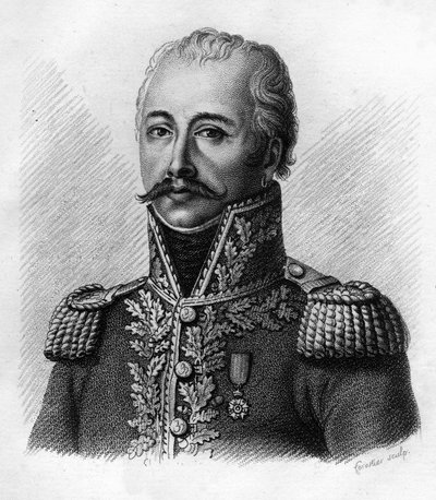 ELMAS de la COSTE dit DELMAS (1767-1813) के एंटोनी गिलौम मौरिलहैक - फ्रेंच की जीत और विजय के बाद फ्रांसीसी जनरलों के पोर्ट्रेट में ""। 1818 में एम्ब्रोज़ टार्डियू द्वारा उकेरा गया। स्टेला संग्रह। ”” ” द्वारा एम्ब्रोडि टार्डिउ