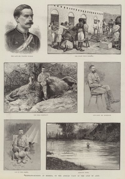 अदन की खाड़ी के अफ्रीकी तट पर बरबेरा में हाथी-शिकार द्वारा Amedee Forestier