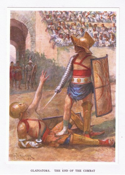 ग्लेडियेटर्स, मुकाबला का अंत, रोमन सैनिक का चित्रण, 1928 द्वारा अमेदी फॉरेस्टियर