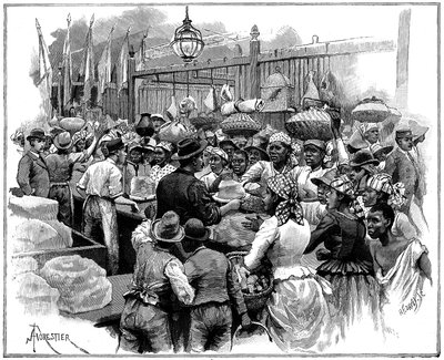बाजार में आइस स्टॉल, जॉर्ज टाउन, डेमेरारा, गुयाना ब्रिटिश गुयाना, 1888 द्वारा अमेदी फॉरेस्टियर